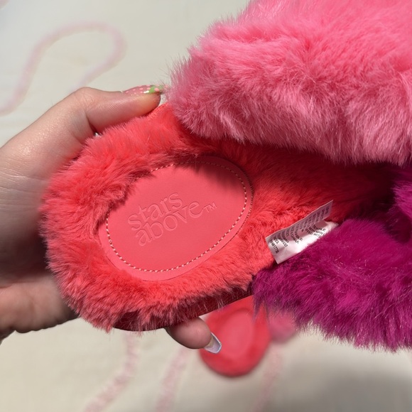 Stars Above Pink and Purple Fuzzy Slippers - Picture 2 of 3